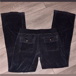 Outlooks Size Small Velour Velvet Black Y2K Pants Drawstring Back Pockets EUC